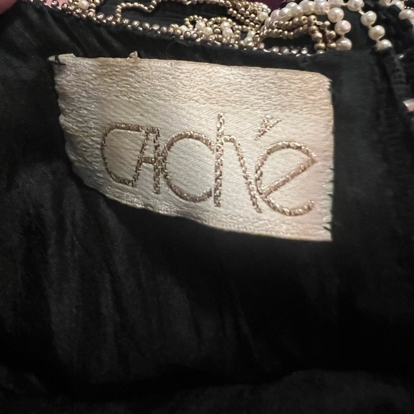 Cache vintage 100% silk black and gold long sleeve fully sequins and beaded gown - Picture 15 of 16